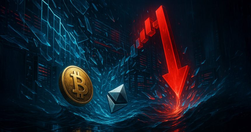 Bitcoin and Ethereum Sharp Plunge start week as record liquidation $1.7 billion