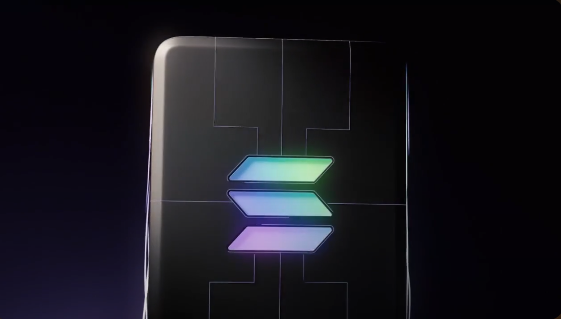 Un dispositivo electrónico con el logo de la red Solana.