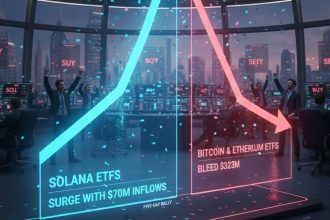 Solana ETFs attract $70M in inflows over five days as Bitcoin and Ethereum funds suffer $323M in outflows amid shifting investor sentiment.