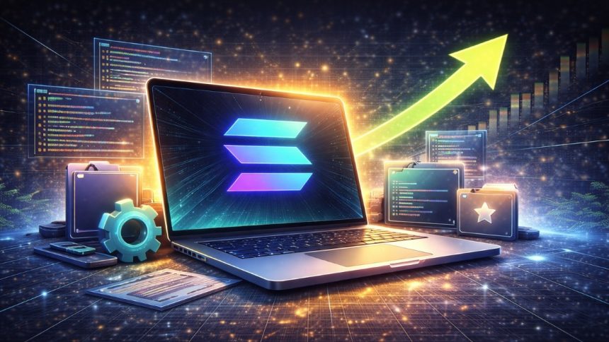 Santiment GitHub data shows Solana development concentrating in core infrastructure, with Chainlink, Solana, and Wormhole leading.