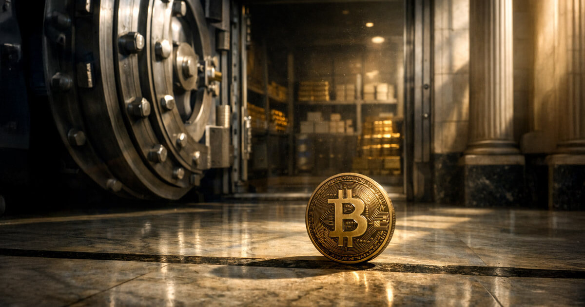 Hardware crypto wallet and Bitcoin coin on a bedside table as a masked intruder enters a home, illustrating rising physical security risks tied to Bitcoin self-custody for everyday investors in France